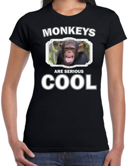 Bellatio Decorations Dieren apen t-shirt zwart dames - monkeys are serious cool shirt - cadeau t-shirt chimpansee/ apen liefhebber 2XL