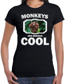 Bellatio Decorations Dieren apen t-shirt zwart dames - monkeys are serious cool shirt - cadeau t-shirt orang oetan/ apen liefhebber 2XL