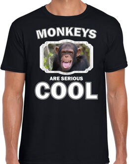 Bellatio Decorations Dieren apen t-shirt zwart heren - monkeys are serious cool shirt - cadeau t-shirt chimpansee/ apen liefhebber 2XL