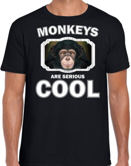 Bellatio Decorations Dieren apen t-shirt zwart heren - monkeys are serious cool shirt - cadeau t-shirt leuke chimpansee/ apen liefhebber 2XL