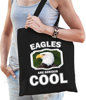 Bellatio Decorations Dieren arend tasje zwart volwassenen en kinderen - eagles are cool cadeau boodschappentasje