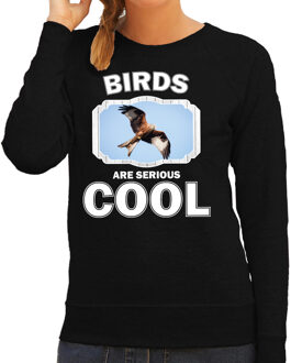 Bellatio Decorations Dieren arenden sweater zwart dames - birds are serious cool trui - cadeau sweater rode wouw roofvogel/ arenden liefhebber 2XL