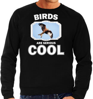 Bellatio Decorations Dieren arenden sweater zwart heren - birds are serious cool trui - cadeau sweater rode wouw roofvogel/ arenden liefhebber 2XL