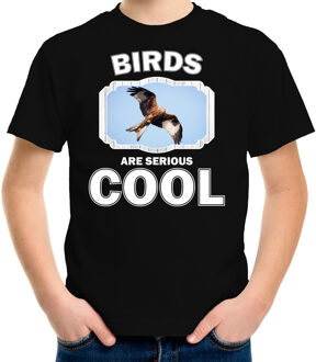 Bellatio Decorations Dieren arenden t-shirt zwart kinderen - birds are serious cool shirt  jongens/ meisjes - cadeau shirt rode wouw roofvogel/ arenden liefhebber L (146-152)