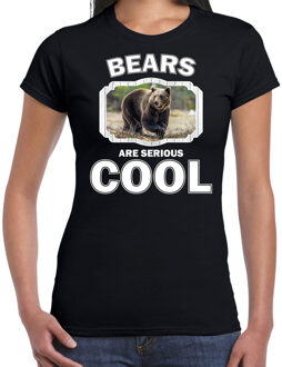 Bellatio Decorations Dieren beren t-shirt zwart dames - bears are serious cool shirt - cadeau t-shirt bruine beer/ beren liefhebber 2XL