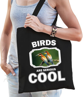 Bellatio Decorations Dieren bijeneter vogel tasje zwart volwassenen en kinderen - birds are cool cadeau boodschappentasje