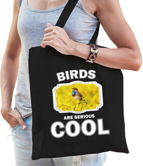 Bellatio Decorations Dieren blauwborst vogel tasje zwart volwassenen en kinderen - birds are cool cadeau boodschappentasj