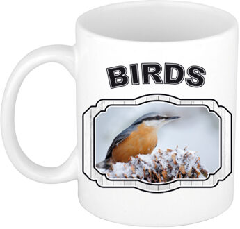 Bellatio Decorations Dieren boomklever vogel beker - birds/ vogels mok wit 300 ml