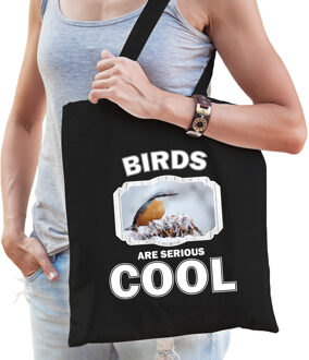 Bellatio Decorations Dieren boomklever vogel tasje zwart volwassenen en kinderen - birds are cool cadeau boodschappentasj