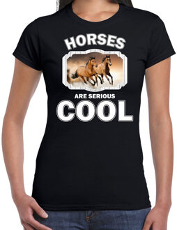 Bellatio Decorations Dieren bruin paard t-shirt zwart dames - horses are cool shirt