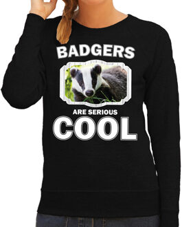 Bellatio Decorations Dieren dassen sweater zwart dames - badgers are serious cool trui - cadeau sweater das/ dassen liefhebber 2XL