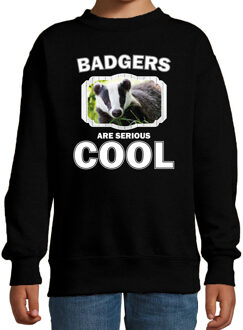 Bellatio Decorations Dieren dassen sweater zwart kinderen - badgers are serious cool trui jongens/ meisjes - cadeau das/ dassen liefhebber 12-13 jaar (152/164)