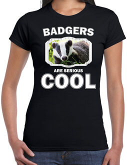 Bellatio Decorations Dieren dassen t-shirt zwart dames - badgers are serious cool shirt - cadeau t-shirt das/ dassen liefhebber 2XL