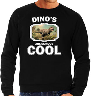 Bellatio Decorations Dieren dinosaurussen sweater zwart heren - dinosaurs are serious cool trui - cadeau sweater stoere t-rex dinosaurus/ dinosaurussen liefhebber L