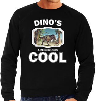 Bellatio Decorations Dieren dinosaurussen sweater zwart heren - dinosaurs are serious cool trui - cadeau sweater t-rex dinosaurus/ dinosaurussen liefhebber 2XL