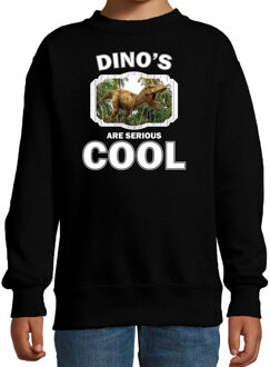 Bellatio Decorations Dieren dinosaurussen sweater zwart kinderen - dinosaurs are serious cool trui jongens/ meisjes - cadeau brullende t-rex dinosaurus/ dinosaurussen liefhebber 12-13 jaar (152/164)