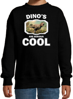 Bellatio Decorations Dieren dinosaurussen sweater zwart kinderen - dinosaurs are serious cool trui jongens/ meisjes - cadeau stoere t-rex dinosaurus/ dinosaurussen liefhebber 12-13 jaar (152/164)