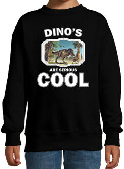 Bellatio Decorations Dieren dinosaurussen sweater zwart kinderen - dinosaurs are serious cool trui jongens/ meisjes - cadeau t-rex dinosaurus/ dinosaurussen liefhebber 12-13 jaar (152/164)