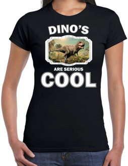 Bellatio Decorations Dieren dinosaurussen t-shirt zwart dames - dinosaurs are serious cool shirt - cadeau t-shirt stoere t-rex dinosaurus/ dinosaurussen liefhebber 2XL