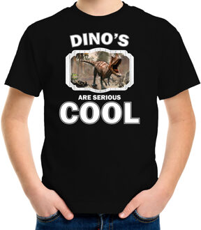 Bellatio Decorations Dieren dinosaurussen t-shirt zwart kinderen - dinosaurs are serious cool shirt  jongens/ meisjes - cadeau shirt carnotaurus dinosaurus/ dinosaurussen liefhebber L (146-152)