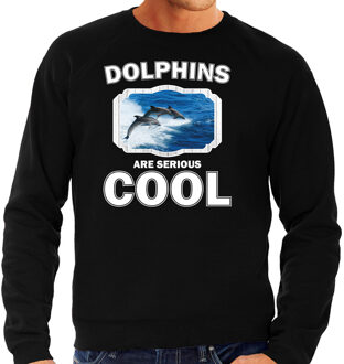 Bellatio Decorations Dieren dolfijn groep sweater zwart heren - dolphins are cool trui