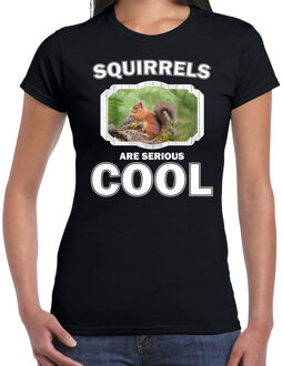 Bellatio Decorations Dieren eekhoorntjes t-shirt zwart dames - squirrels are serious cool shirt - cadeau t-shirt eekhoorntje/ eekhoorntjes liefhebber 2XL