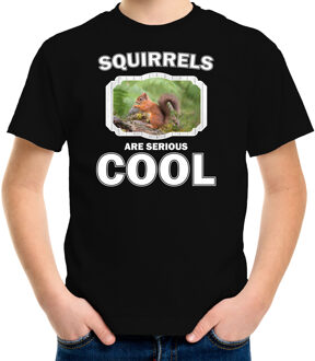 Bellatio Decorations Dieren eekhoorntjes t-shirt zwart kinderen - squirrels are serious cool shirt  jongens/ meisjes - cadeau shirt eekhoorntje/ eekhoorntjes liefhebber L (146-152)