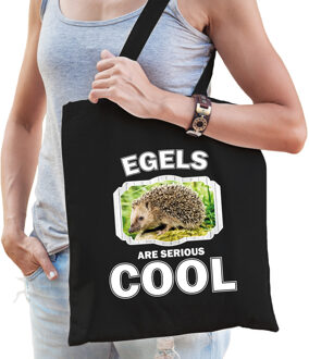 Bellatio Decorations Dieren egel tasje zwart volwassenen en kinderen - egels are cool cadeau boodschappentasje