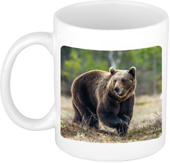 Bellatio Decorations Dieren foto mok bruine beer - beren beker wit 300 ml