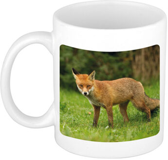 Bellatio Decorations Dieren foto mok bruine vos - vossen beker wit 300 ml