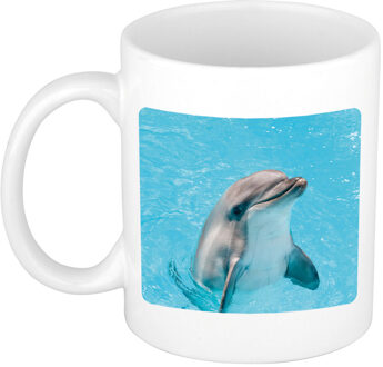 Bellatio Decorations Dieren foto mok dolfijn - dolfijnen beker wit 300 ml