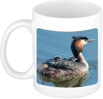 Bellatio Decorations Dieren foto mok fuut vogel - vogels beker wit 300 ml