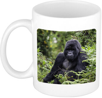 Bellatio Decorations Dieren foto mok gorilla - gorilla apen beker wit 300 ml - feest mokken