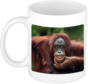 Bellatio Decorations Dieren foto mok grappige orangoetan - apen beker wit 300 ml