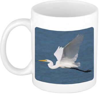 Bellatio Decorations Dieren foto mok grote zilverreiger - vogels beker wit 300 ml