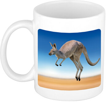 Bellatio Decorations Dieren foto mok kangoeroe - kangoeroes beker wit 300 ml