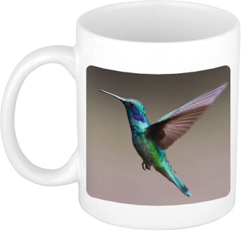 Bellatio Decorations Dieren foto mok kolibrie vogel vliegend - vogels beker wit 300 ml