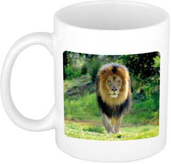 Bellatio Decorations Dieren foto mok leeuw - leeuwen beker wit 300 ml