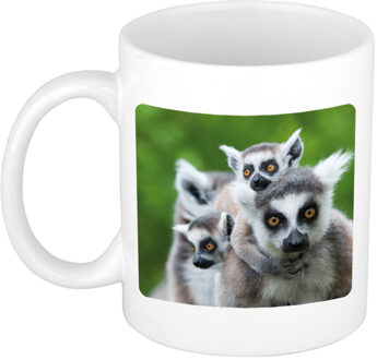 Bellatio Decorations Dieren foto mok maki - maki apen beker wit 300 ml