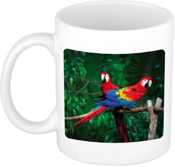Bellatio Decorations Dieren foto mok papegaai - papegaaien beker wit 300 ml