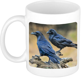 Bellatio Decorations Dieren foto mok raaf - vogels beker wit 300 ml