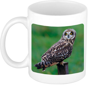 Bellatio Decorations Dieren foto mok velduil - uilen beker wit 300 ml