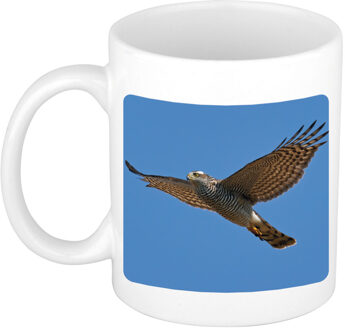 Bellatio Decorations Dieren foto mok vliegende havik roofvogel - vogels beker wit 300 ml