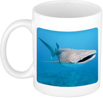 Bellatio Decorations Dieren foto mok walvishaai - haaien beker wit 300 ml