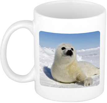 Bellatio Decorations Dieren foto mok zeehond - zeehonden beker wit 300 ml