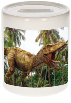 Bellatio Decorations Dieren foto spaarpot brullende t-rex dinosaurus 9 cm - dinosaurussen spaarpotten jongens en meisjes Multi