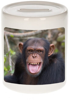 Bellatio Decorations Dieren foto spaarpot chimpansee 9 cm - apen spaarpotten jongens en meisjes