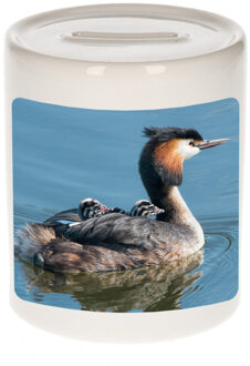 Bellatio Decorations Dieren foto spaarpot fuut vogel 9 cm - vogels spaarpotten jongens en meisjes