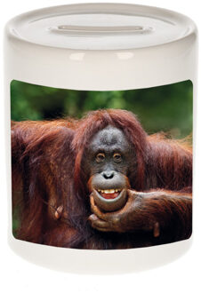 Bellatio Decorations Dieren foto spaarpot gekke orangoetan 9 cm - apen spaarpotten jongens en meisjes