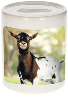 Bellatio Decorations Dieren foto spaarpot gevlekte geit 9 cm - geiten spaarpotten jongens en meisjes Multi